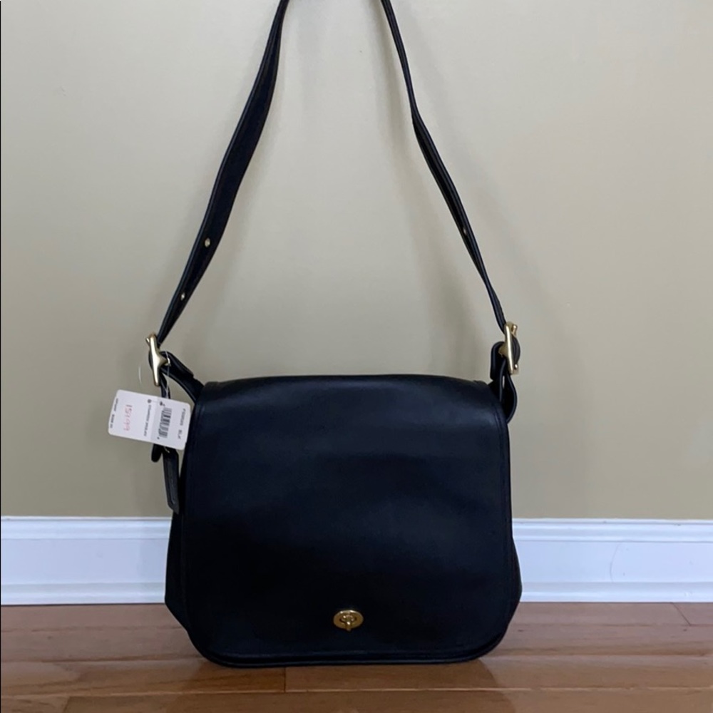 NWT Retro Original Coach Black Saddle Bag